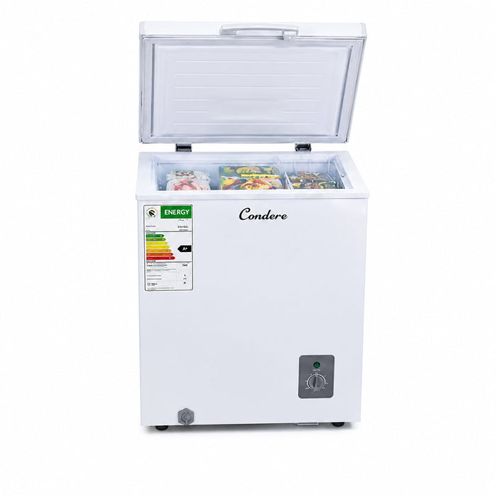 Condere 95L Compact Chest Freezer with Top-Opening Lid - White