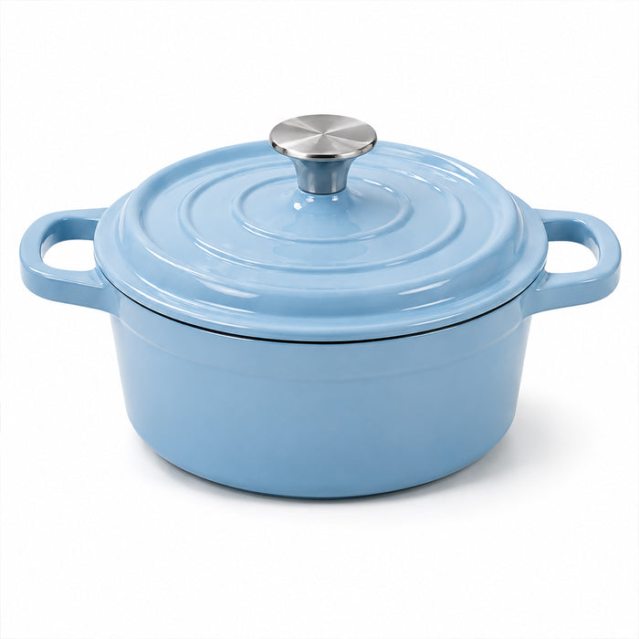 Condere 22cm Light Blue Enamel Cast Iron Pot with Lid