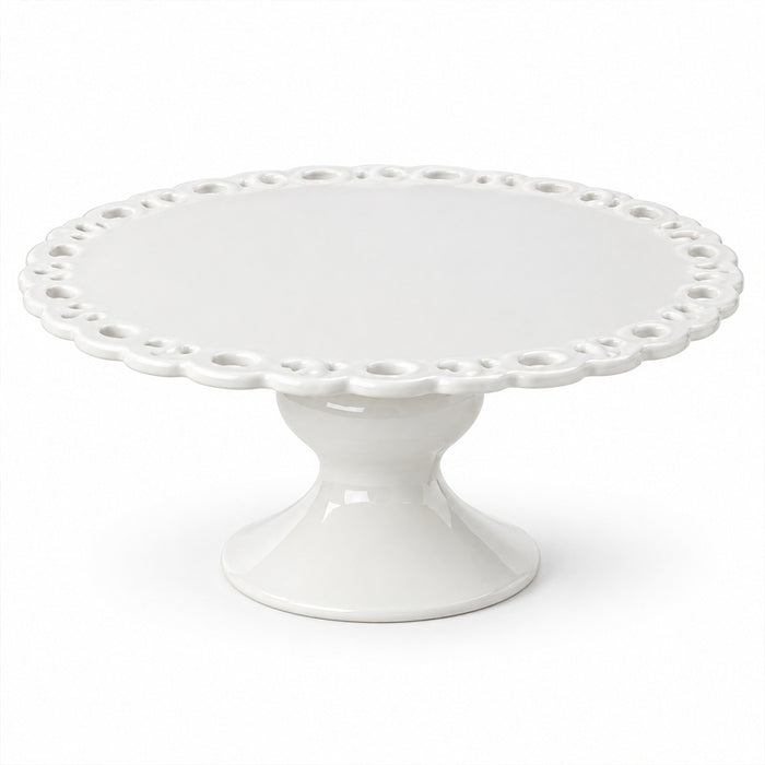 White Ceramic Pedestal Cake Stand - 30.4cm