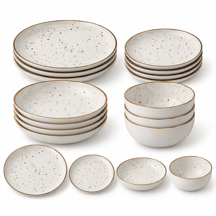 16-Piece Ivory Speckled Porcelain Dinnerware Set