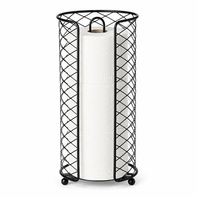 Freestanding Toilet Paper Roll Holder with Storage Stand - Black