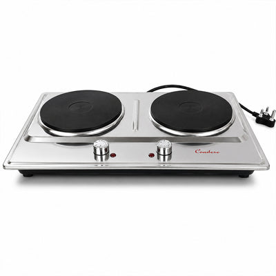 Condere Double Hot Plate Electric Stove with Adjustable Heat Controls