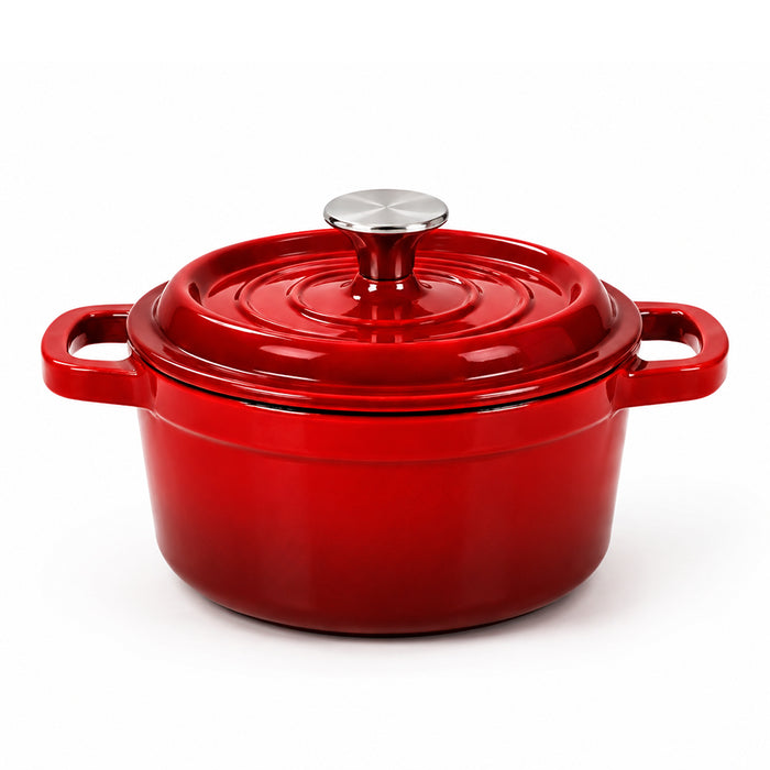 Condere 20cm Red Enamel Cast Iron Pot with Lid