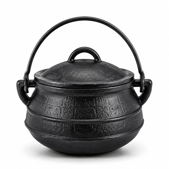 Condere Size 3 Black Cast Iron Cooking Pot with Lid - 7.8L
