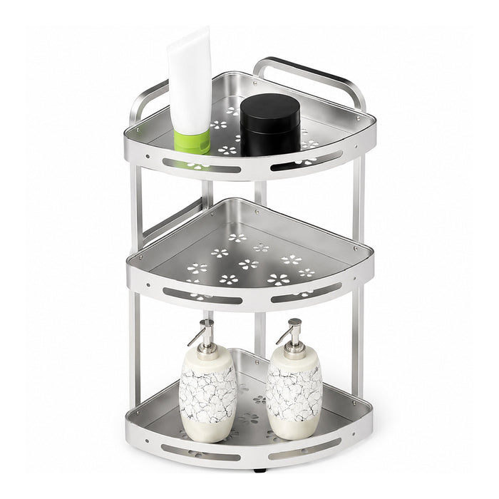 3-Tier Aluminium Corner Shower Bathroom Shelf - Silver