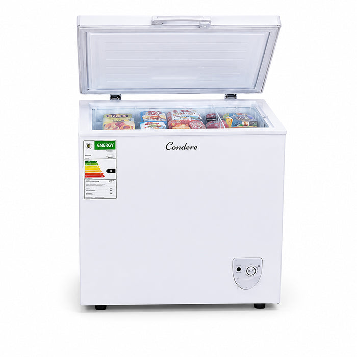 Condere 136L Compact Chest Freezer with Top-Opening Lid - White