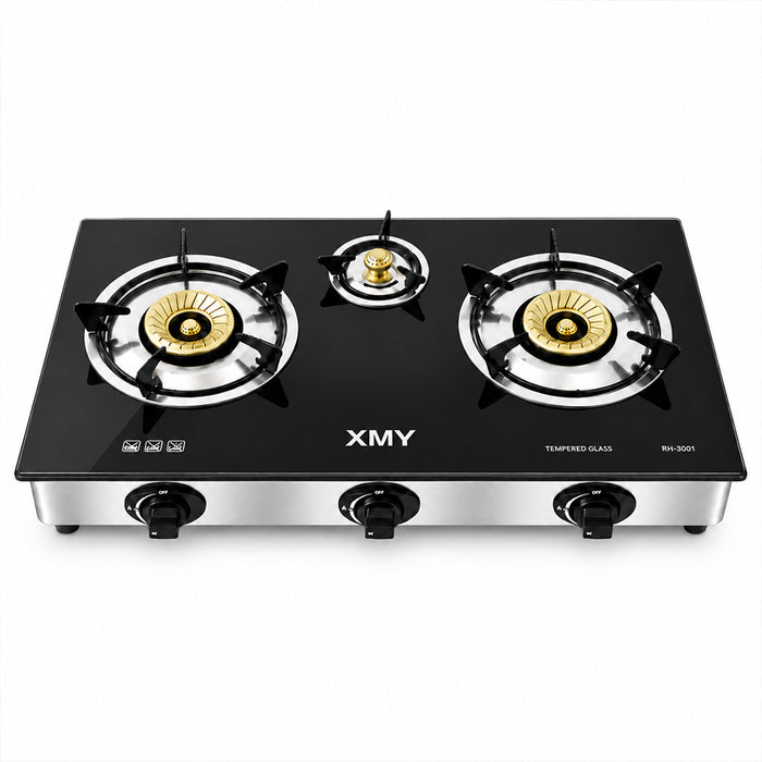 Aruif 3-Burner Tempered Glass Gas Stove