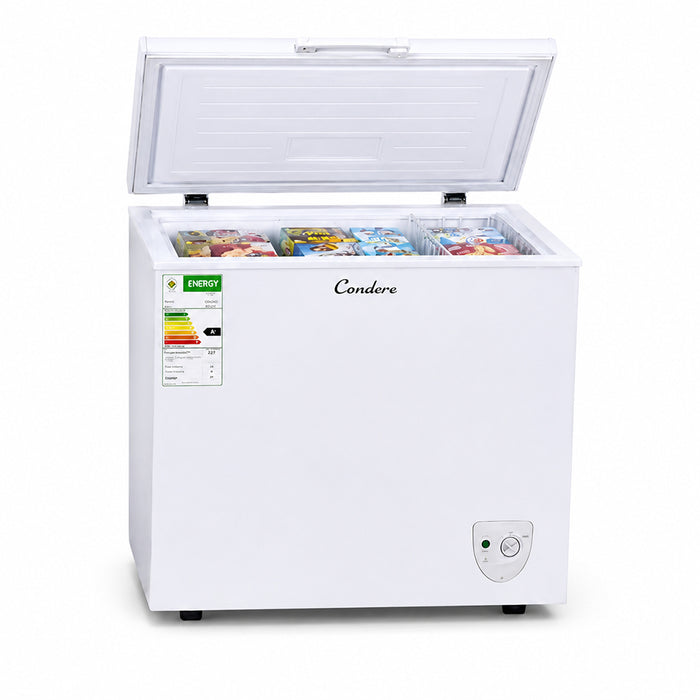 Condere 227L Chest Freezer with Top-Opening Lid - White