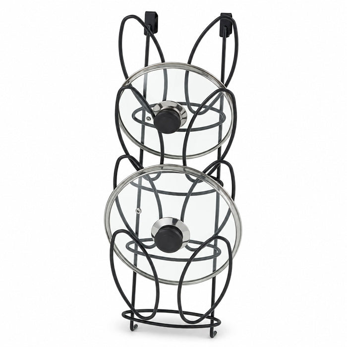 Over-Cabinet Pot Lid Holder Rack for Kitchen Cabinet Door - Black