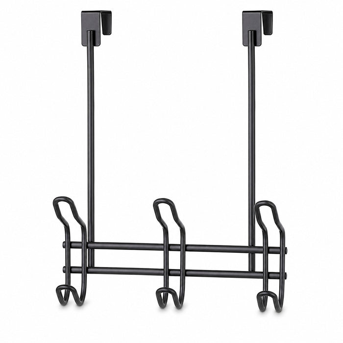 3 Double Hooks Over-the-Door Iron Hanger Rack - Black