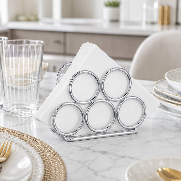Metal Napkin Holder for Kitchen Counter & Dining Table - Silver