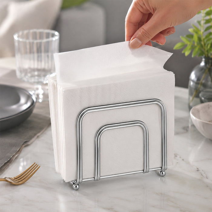 Silver Metal Napkin Holder for Kitchen Counter & Dining Table