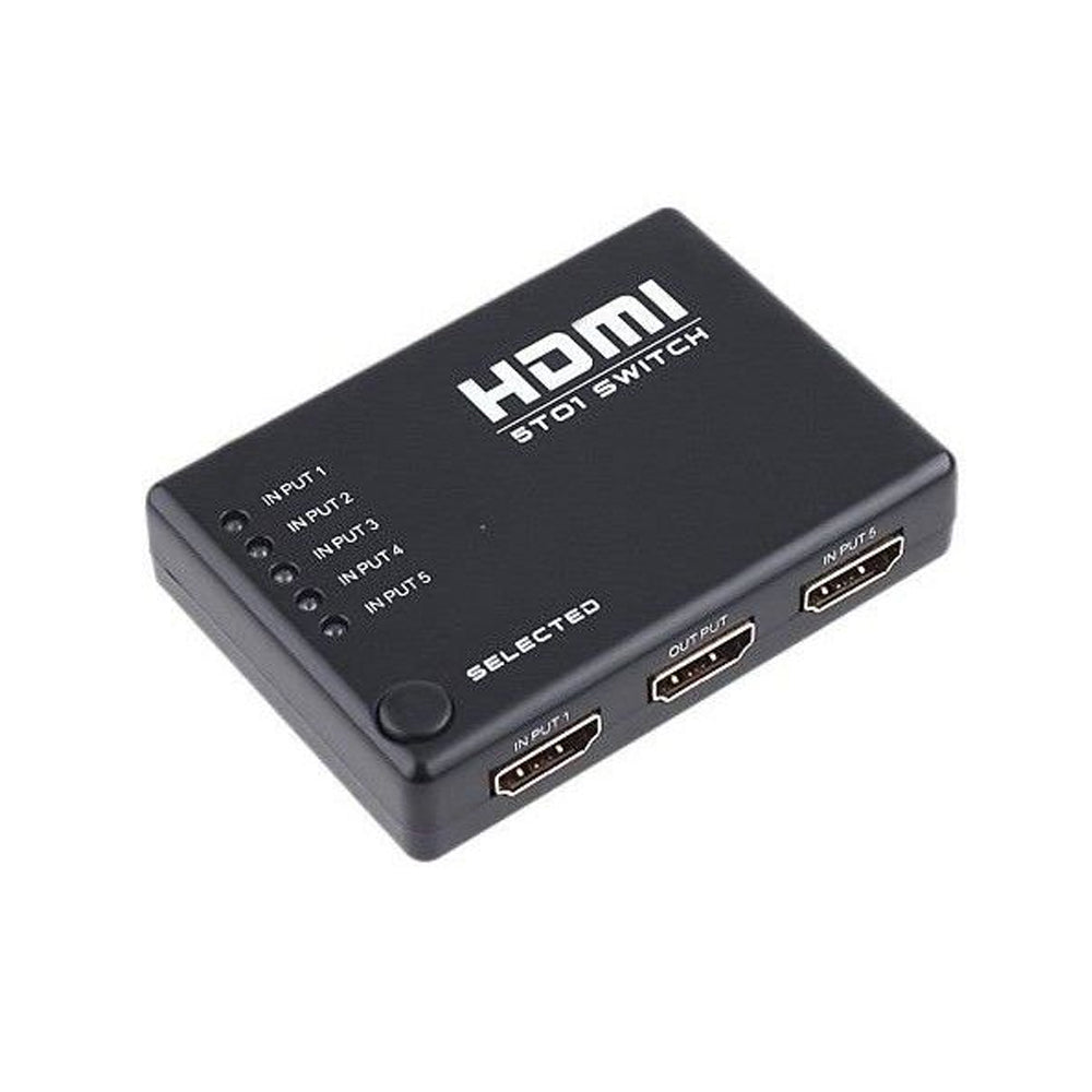 5-Port HDMI Switch with IR Remote (5 In → 1 Out)