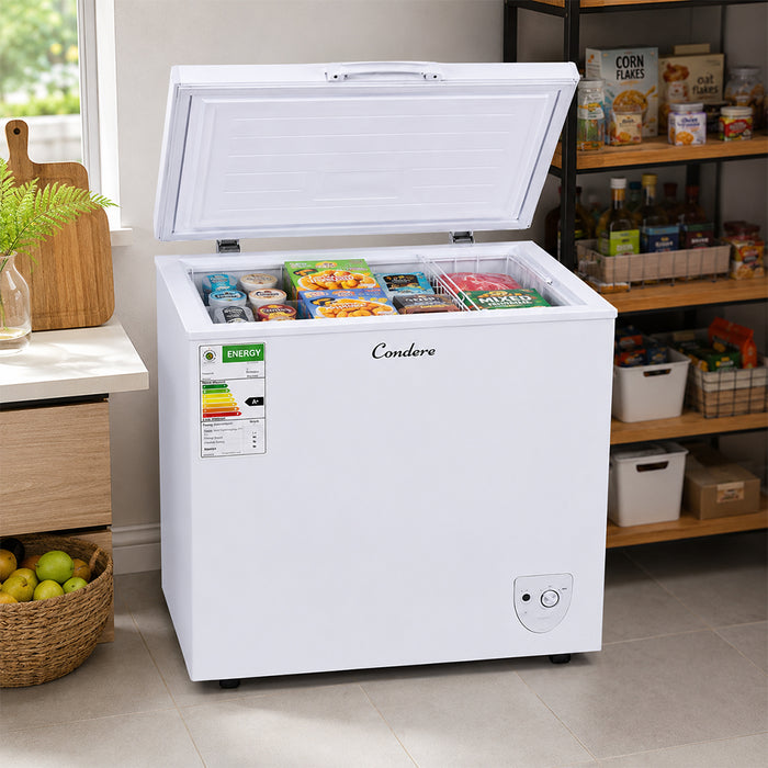 Condere 188L Chest Freezer with Top-Opening Lid - White