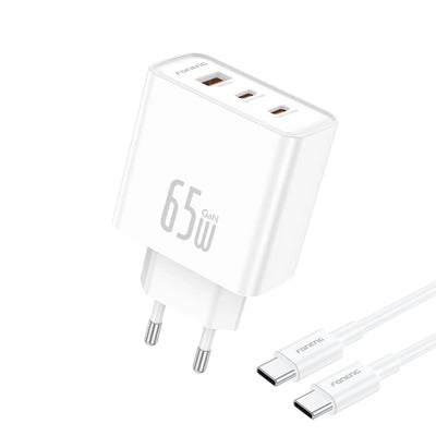 FONENG 65W 3-Port GaN Fast Charger with Type-C to Type-C Cable