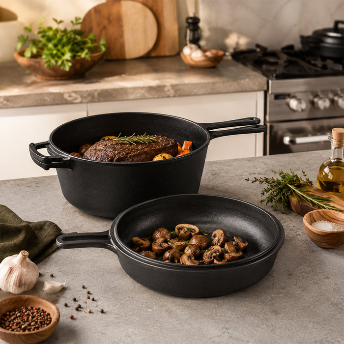 2-in-1 Multi Cooker Deep Pot with Frying Pan Lid - 26cm