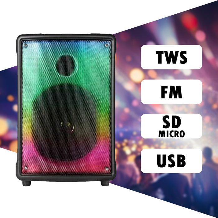 ECCO Portable Bluetooth Speaker with Disco Light & Karaoke Mic Input