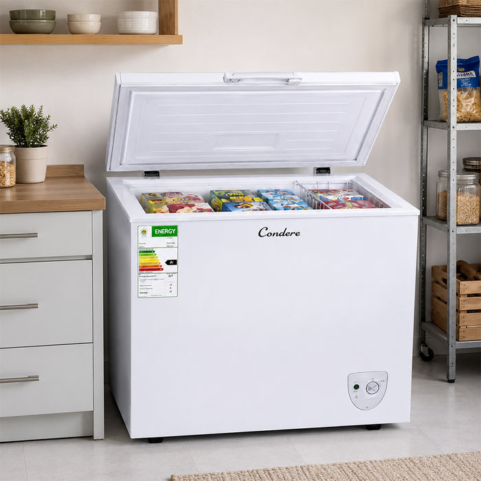 Condere 227L Chest Freezer with Top-Opening Lid - White