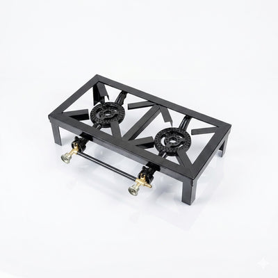 2-Burner Catering Gas Stove with Heavy-Duty Boiling Rings