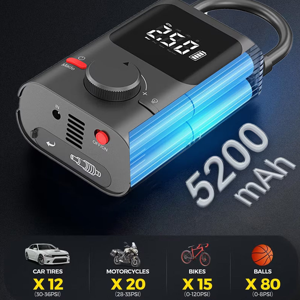 iStar Portable Rechargeable Car Air Compressor – 150 PSI with LED Light