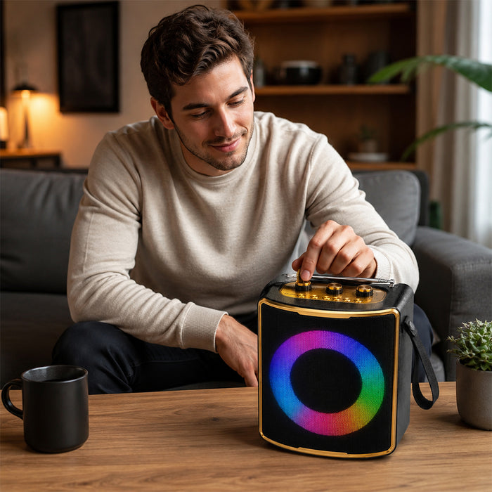 Solar Rechargeable Bluetooth Speaker with RGB Light & FM Radio