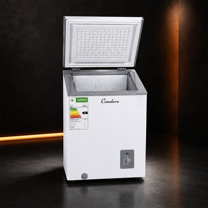 Condere 55L Compact Chest Freezer with Top-Opening Lid - White