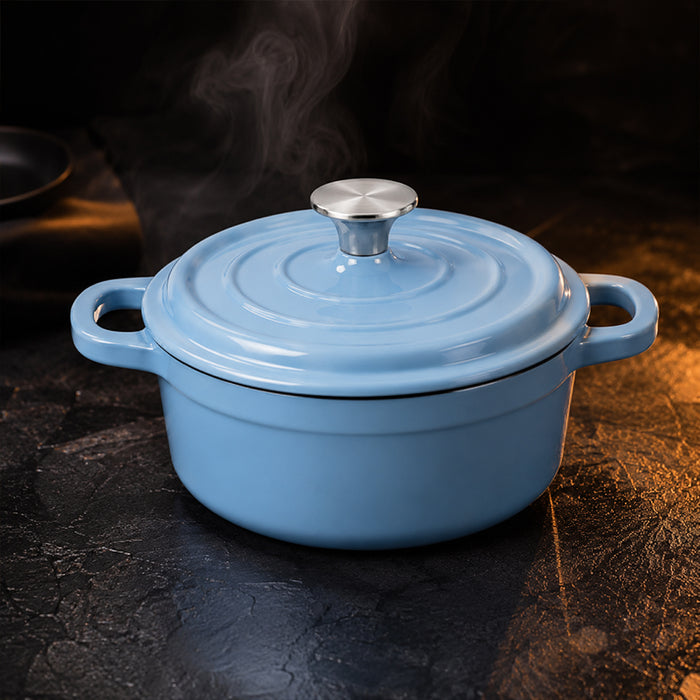 Condere 22cm Light Blue Enamel Cast Iron Pot with Lid
