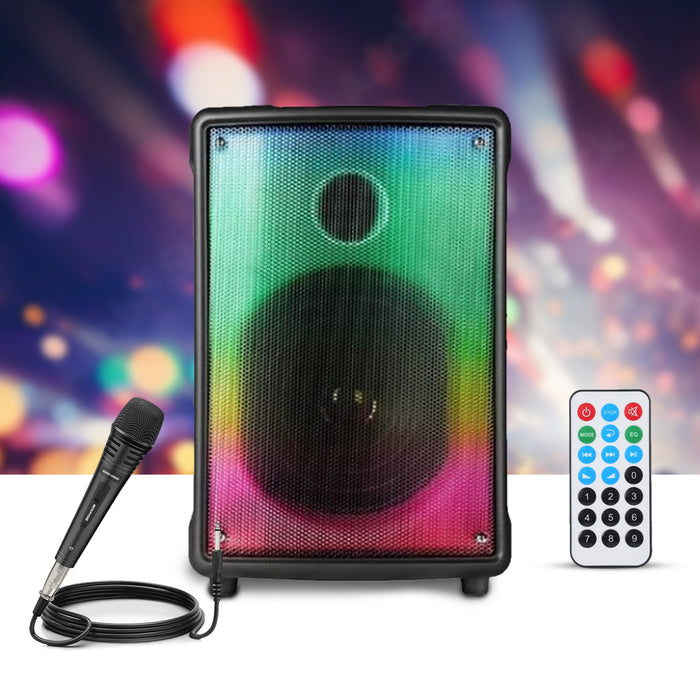 ECCO Portable Bluetooth Speaker with Disco Light & Karaoke Mic Input