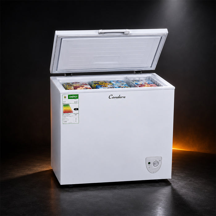 Condere 227L Chest Freezer with Top-Opening Lid - White