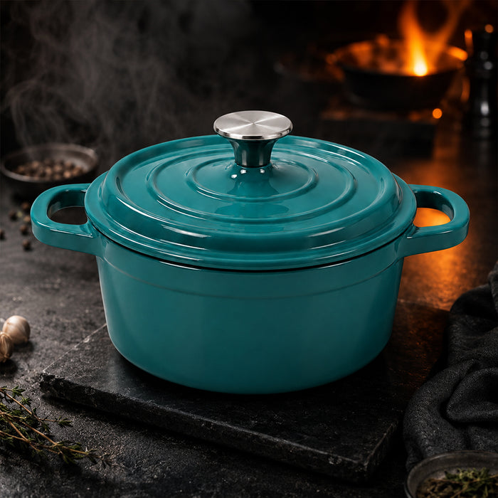 Condere 22cm Teal Enamel Cast Iron Pot with Lid