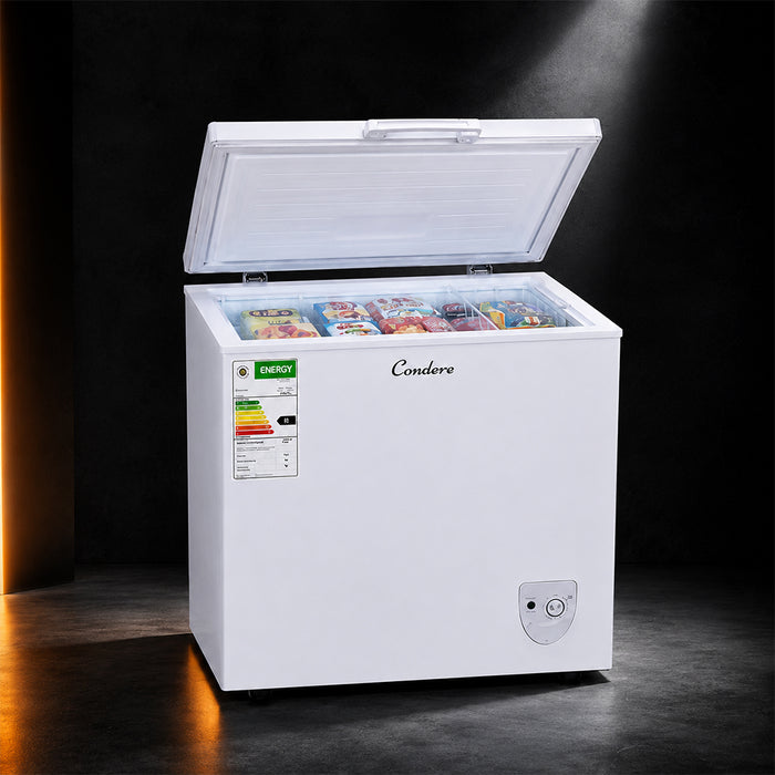 Condere 136L Compact Chest Freezer with Top-Opening Lid - White