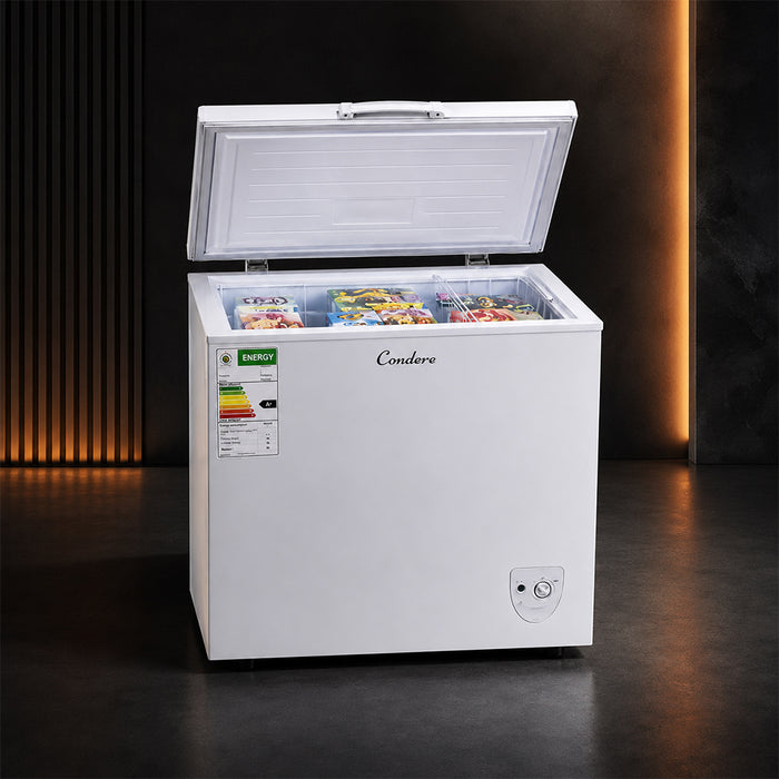 Condere 188L Chest Freezer with Top-Opening Lid - White