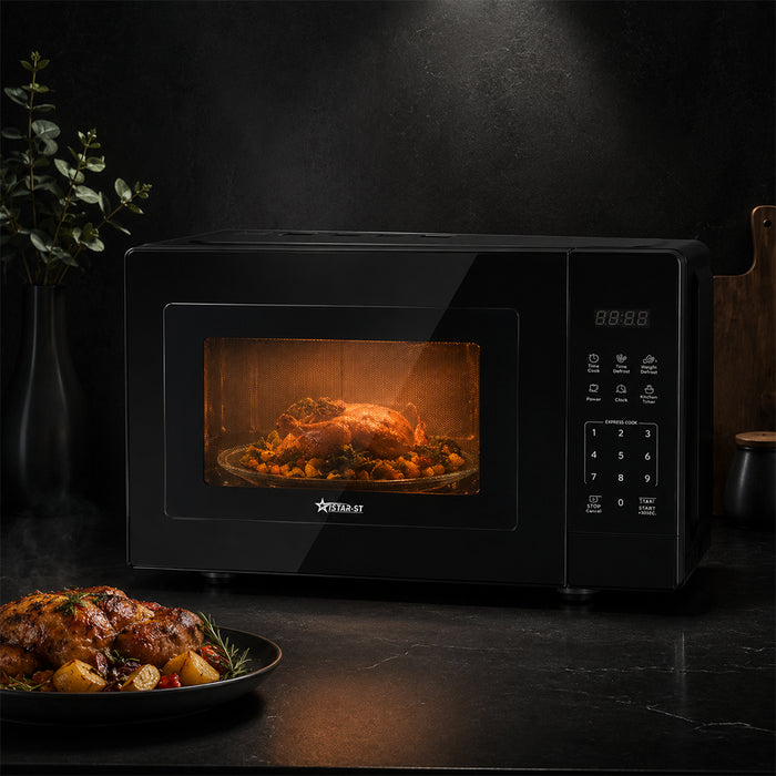 20L Digital Microwave Oven 700W with Defrost Function - Black