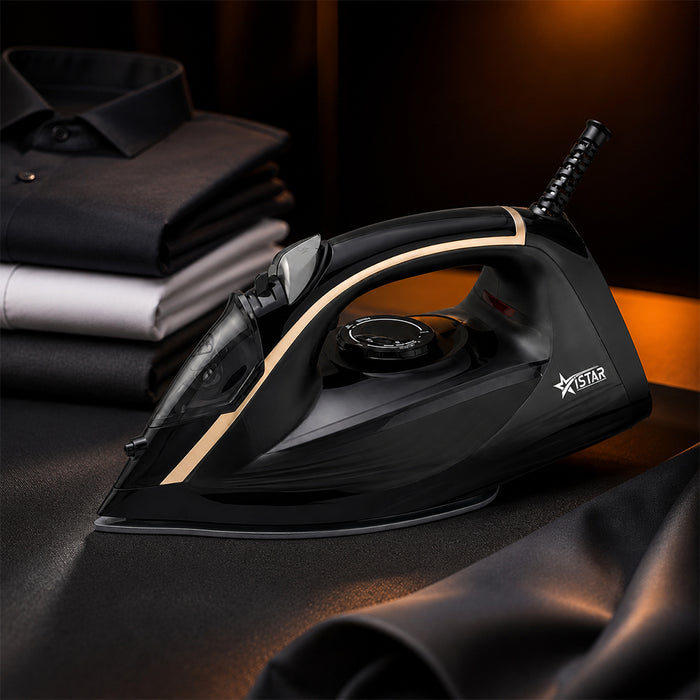 iStar 2200W Steam Iron with Ceramic Soleplate - Black & Gold
