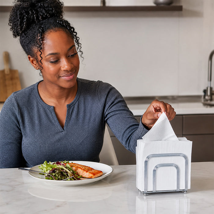 Silver Metal Napkin Holder for Kitchen Counter & Dining Table
