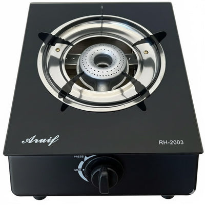 Aruif Single Burner Tempered Glass Gas Stove – RH-2003 High-Efficiency Cooker