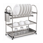 3-Tier Stainless Steel Dish Drying Rack Kitchen Storage Stand - Silver
