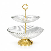 2-Tier Clear Glass Cake & Serving Stand - 28cm