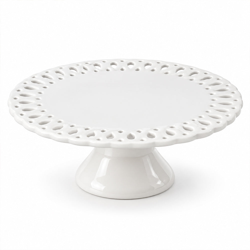 White Porcelain Pedestal Cake Stand - 12 Inch