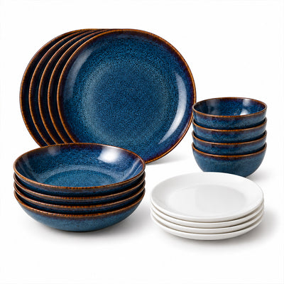 16-Piece Reactive Glaze Ceramic Dinnerware
