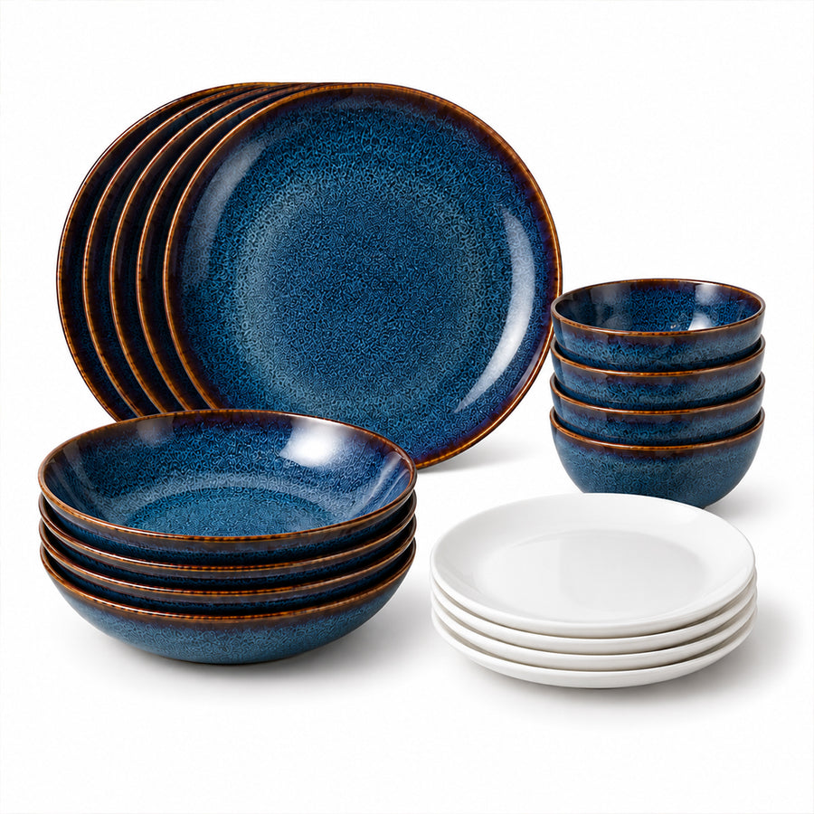 16-Piece Reactive Glaze Ceramic Dinnerware