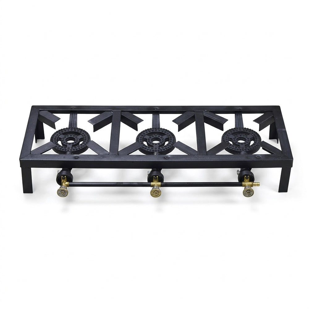 3-Burner Catering Gas Stove with Heavy-Duty Boiling Rings