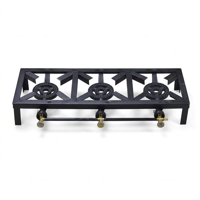 3-Burner Catering Gas Stove with Heavy-Duty Boiling Rings