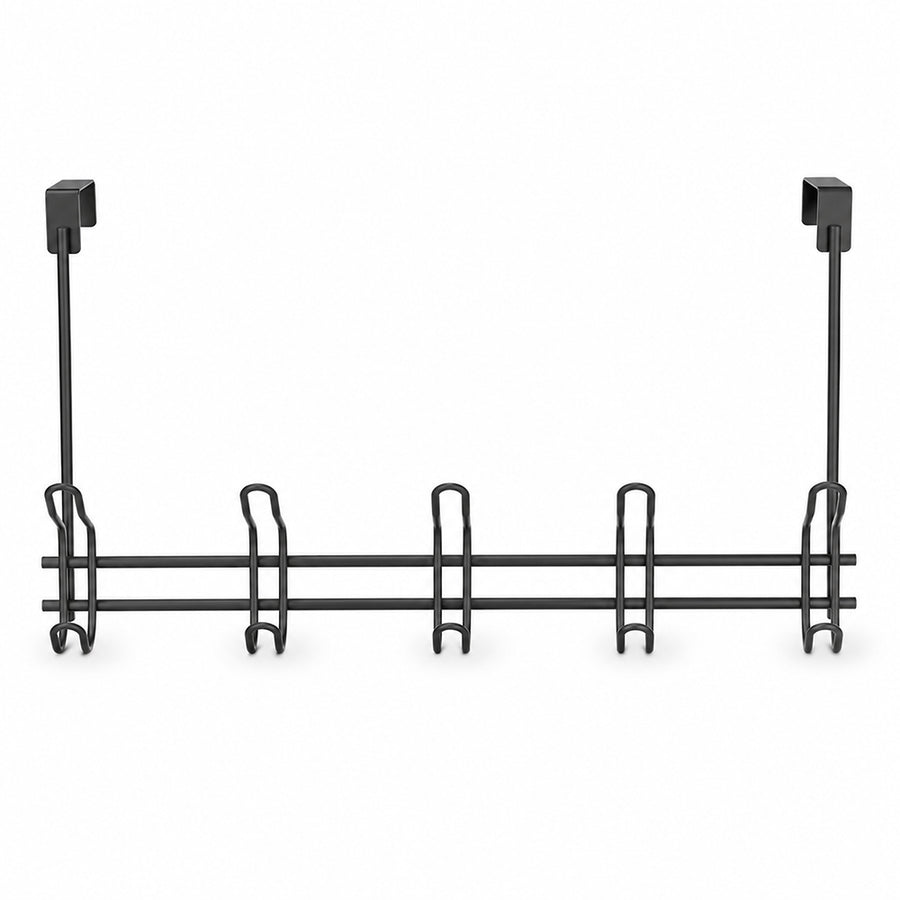 Over-the-Door Iron Hanger Rack with 4 Double Hooks - Black