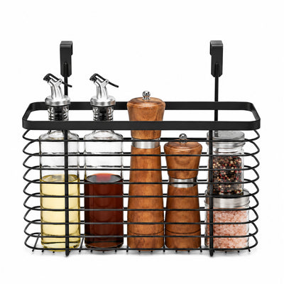 Black Over-Cabinet Hanging Basket for Spices, Oils & Kitchen Storage