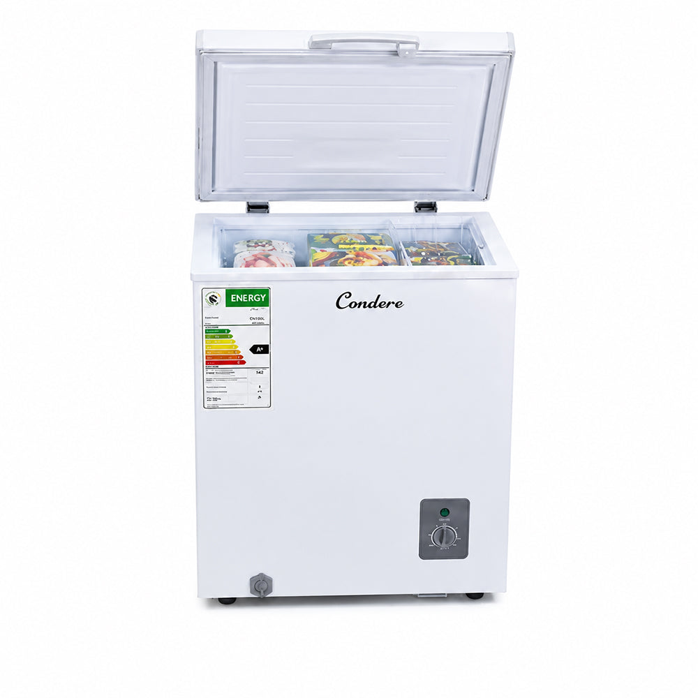 Condere 95L Compact Chest Freezer with Top-Opening Lid - White