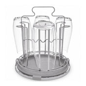 Round Stainless Steel Cup Drying Rack with Drip Tray for Glasses & Mugs