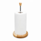 Wooden Countertop Paper Towel Holder with Chrome Rod & Wood Handle