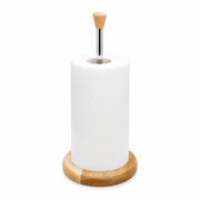 Wooden Countertop Paper Towel Holder with Chrome Rod & Wood Handle