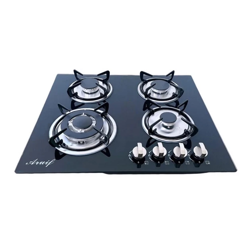 ARUIF Built-In Tempered Glass 4-Burner Gas Stove